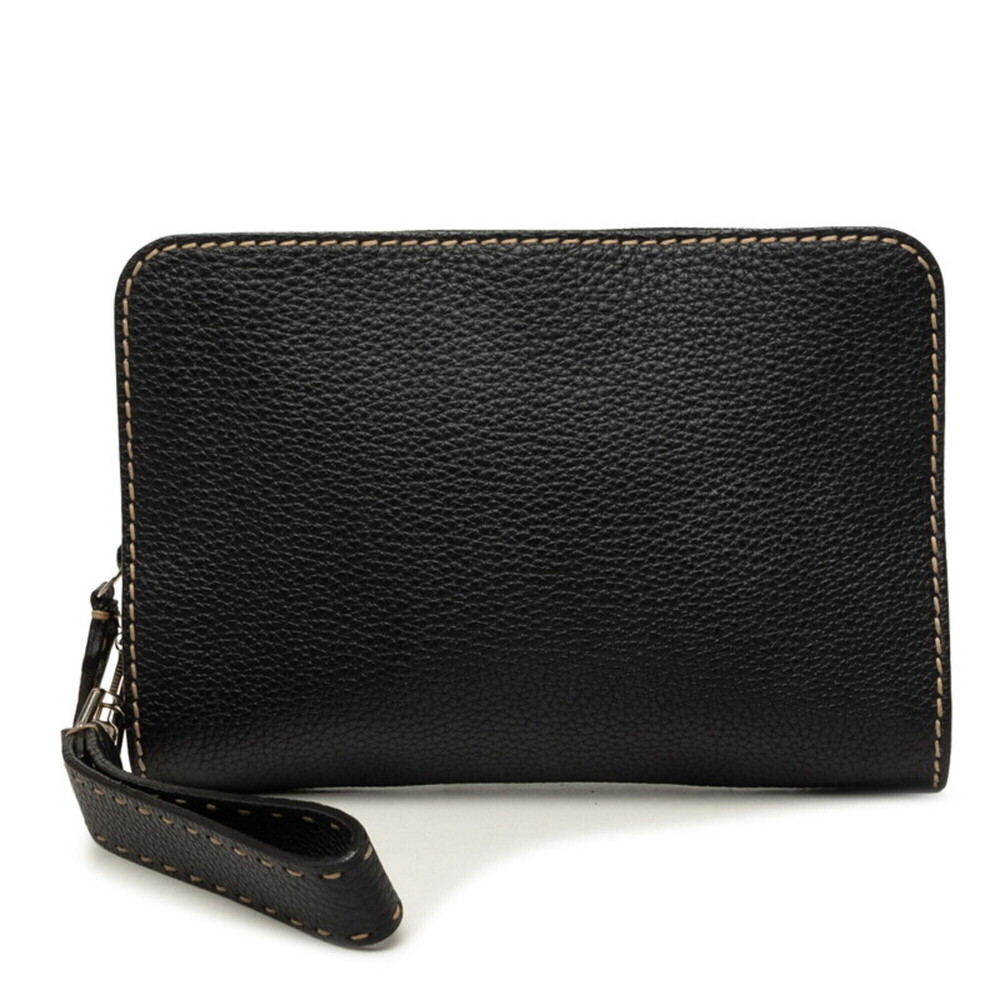 Fendi Selleria Clutch Bag, Second Black Leather, Women's FENDI